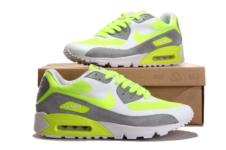 Nike Air Max Shoes Womens Gray/White/Fluorescent Green Online